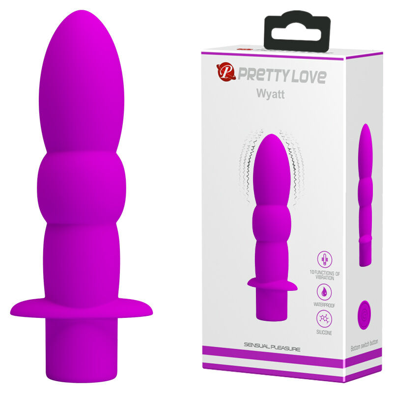 Анальный фиолетовый вибростимулятор Pretty Love Wyatt Anal Plug Purple