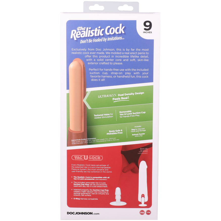 Фаллоимитатор Doc Johnson The Realistic Cock ULTRASKYN - 9 Inch Chocolate