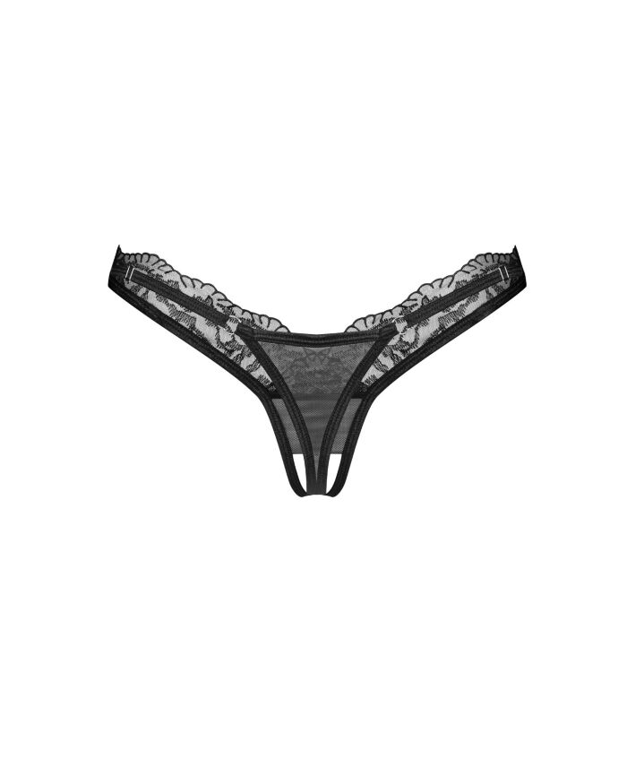 Трусики с доступом Obsessive Arrowel Black crotchless thong L/XL