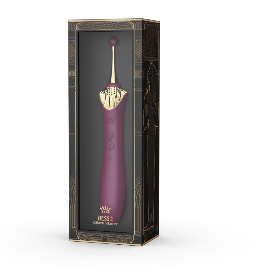 Мультифункциональный вибратор Zalo — Bess 2 Velvet Purple, 4 насадки, подогрев