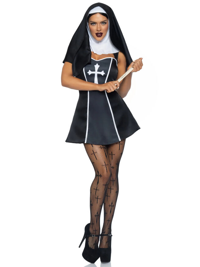 Костюм монашки Leg Avenue, S, Naughty Nun 2 предмета, черный
