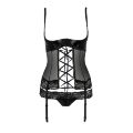 Корсет с открытой грудью NORTH CORSET black S/M - Passion Exclusive, пажи, трусики, шнуровка