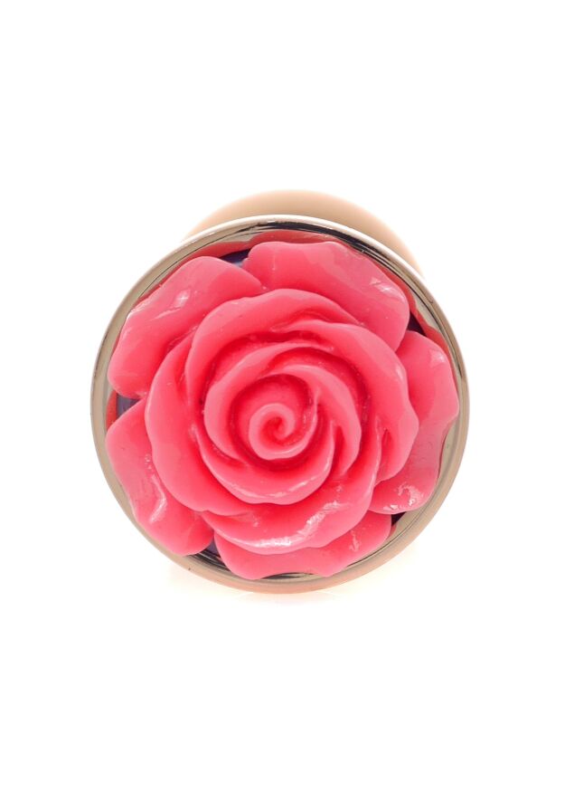 Анальная пробка с розовой розочкой Plug-Jewellery Red Gold PLUG ROSE- Pink