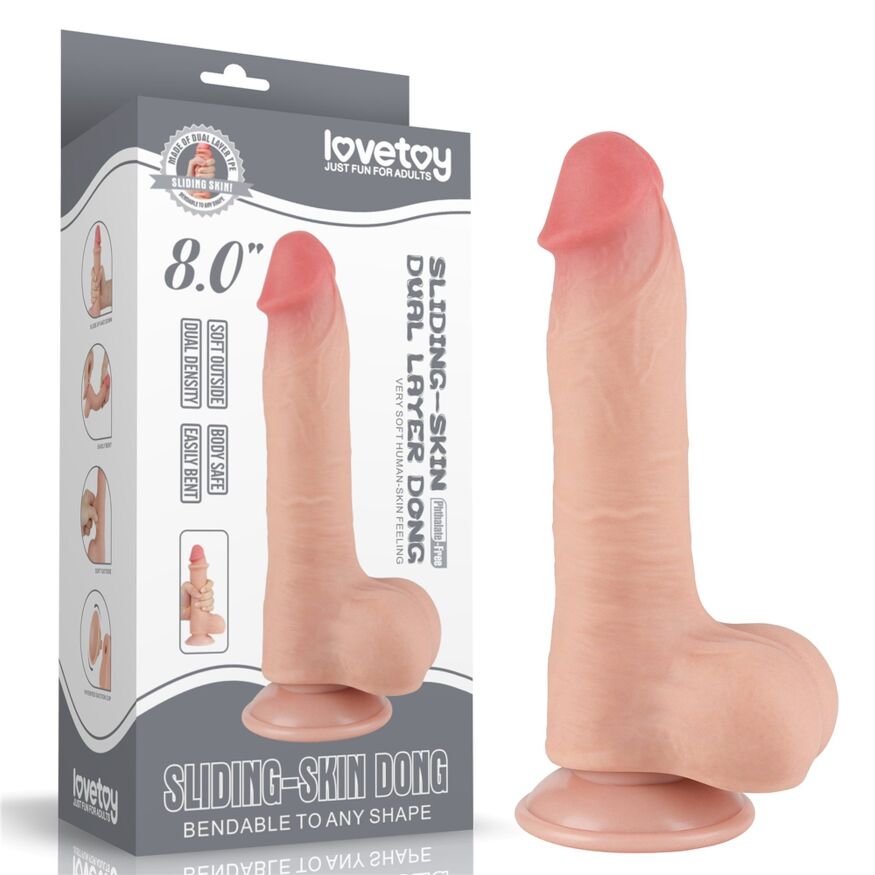 Фалос реалистик с эффектом подвижной кожи LoveToy Sliding-Skin Dual Layer Dong 8"