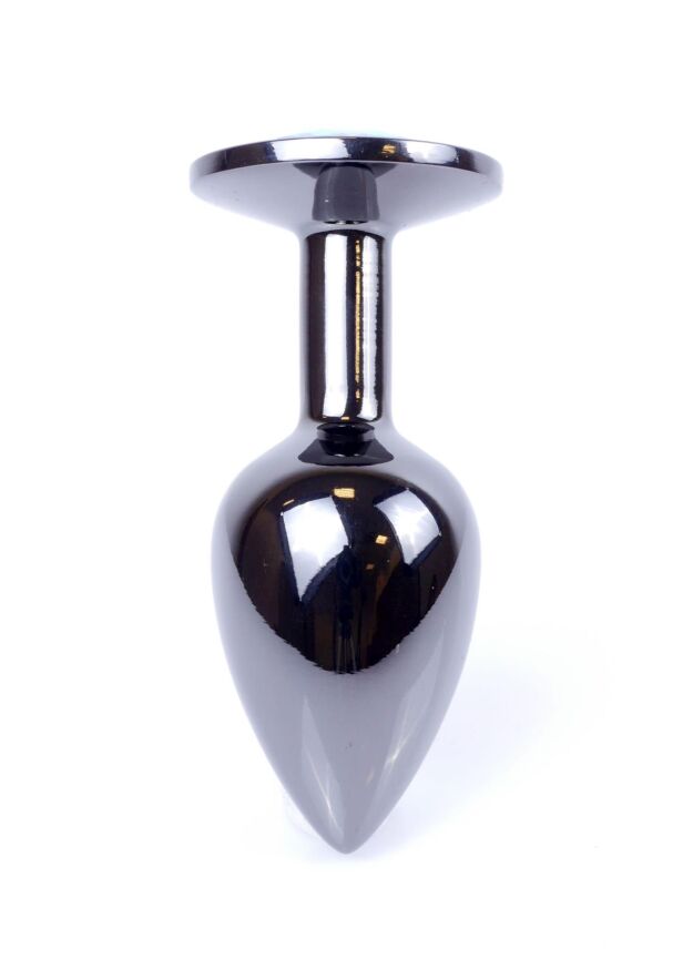 Анальная пробка с камнем Plug-Jewellery Dark Silver PLUG- Light Blue размер S