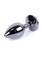 Анальная пробка с камнем Plug-Jewellery Dark Silver PLUG- Light Blue размер S