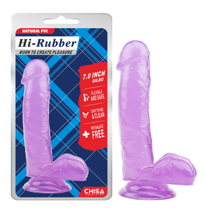 Фаллоимитатор на присоске фиолетовый Chisa Hi-Rubber 17,5*3,6 см