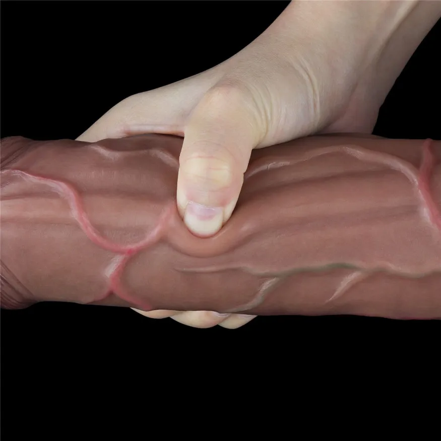 Великий фалоімітатор - LoveToy Dual-Layered Silicone Cock 11.5" Brown