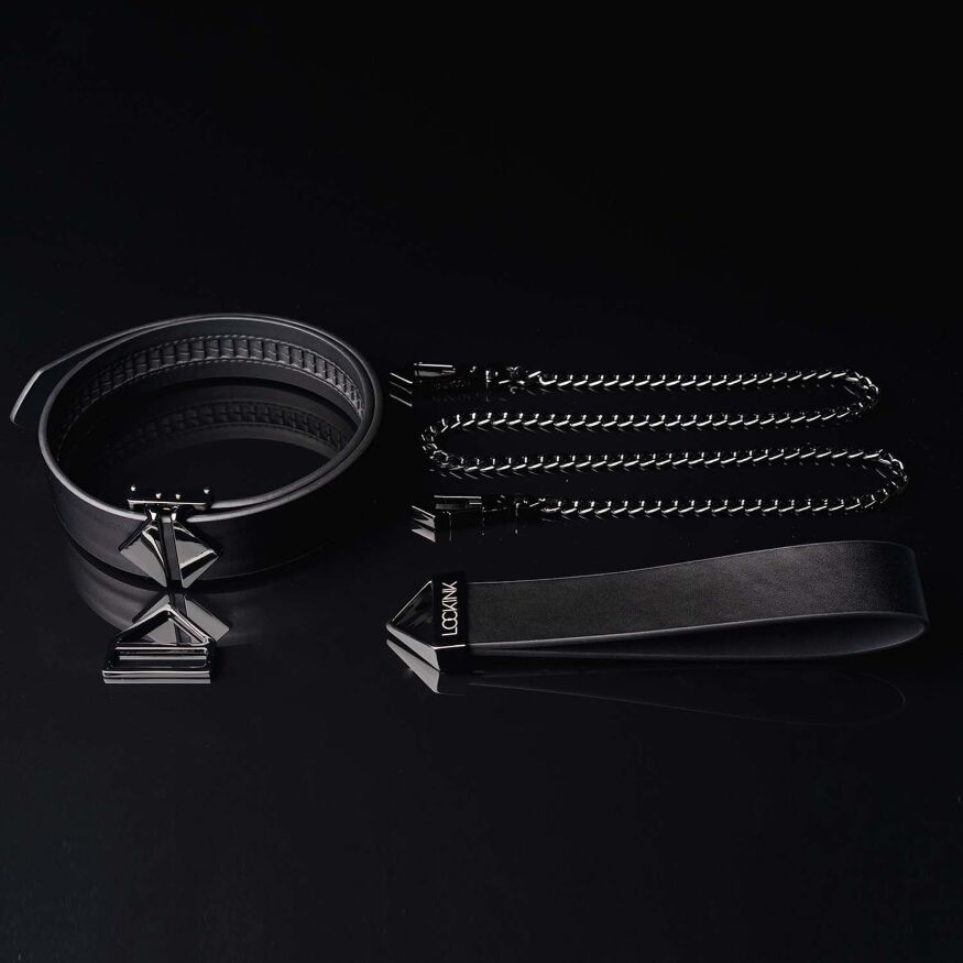 Поводок с ошейником LOCKINK Tied Collar with Leash Set - Black