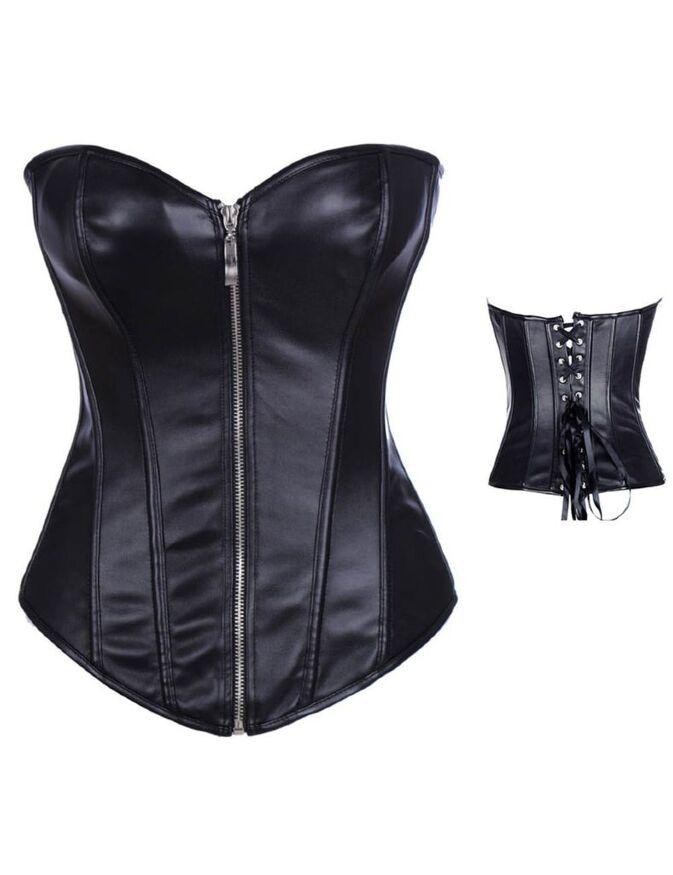 Корсет із застібкою блискавкою Star Night Sexy Leather і шнурівкою, чорний, XL (без коробки)
