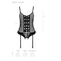 Passion Nessy Corset - эротический корсет и стринги с доступом, L/XL (чёрный)