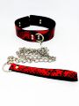 Ошейник с поводком DS Fetish snake skin под кожу змеи красный