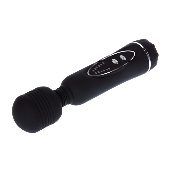 Шелковистый универсальный вибромассажёр черного цвета с насадками Power Wand Massage Kit Black