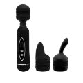 Шелковистый универсальный вибромассажёр черного цвета с насадками Power Wand Massage Kit Black