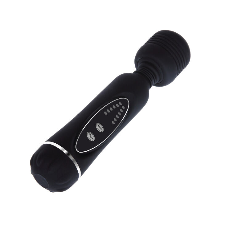 Шелковистый универсальный вибромассажёр черного цвета с насадками Power Wand Massage Kit Black