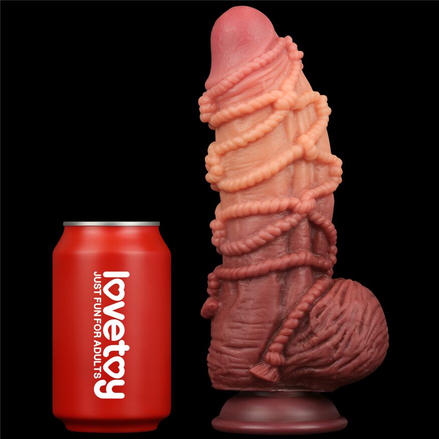 Толстый член с веревкой - Dual-Layered Silicone Cock With Rope 9.5" Flesh