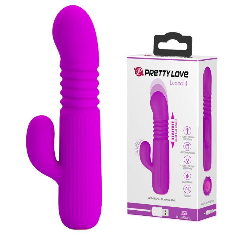 Мини вибромассажер с поступательным движением Pretty Love Leopold