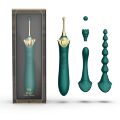 Мультифункциональный вибратор Zalo — Bess 2 Turquoise Green, 4 насадки, подогрев