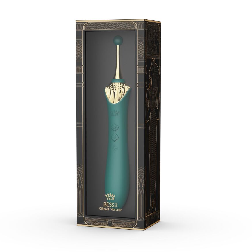 Мультифункциональный вибратор Zalo — Bess 2 Turquoise Green, 4 насадки, подогрев