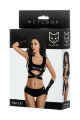 Комплект Glossy Halle з матеріалу Wetlook (топ, міні-шорти та рукавички), чорний - M