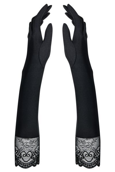 Перчатки черные до локтя Obsessive MIAMOR Gloves