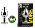 Анальная пробка с кристаллом EGZO - Silver Round Plug Green size S