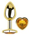 Анальная пробка с кристаллом EGZO - Gold Heart Plug Yellow size S