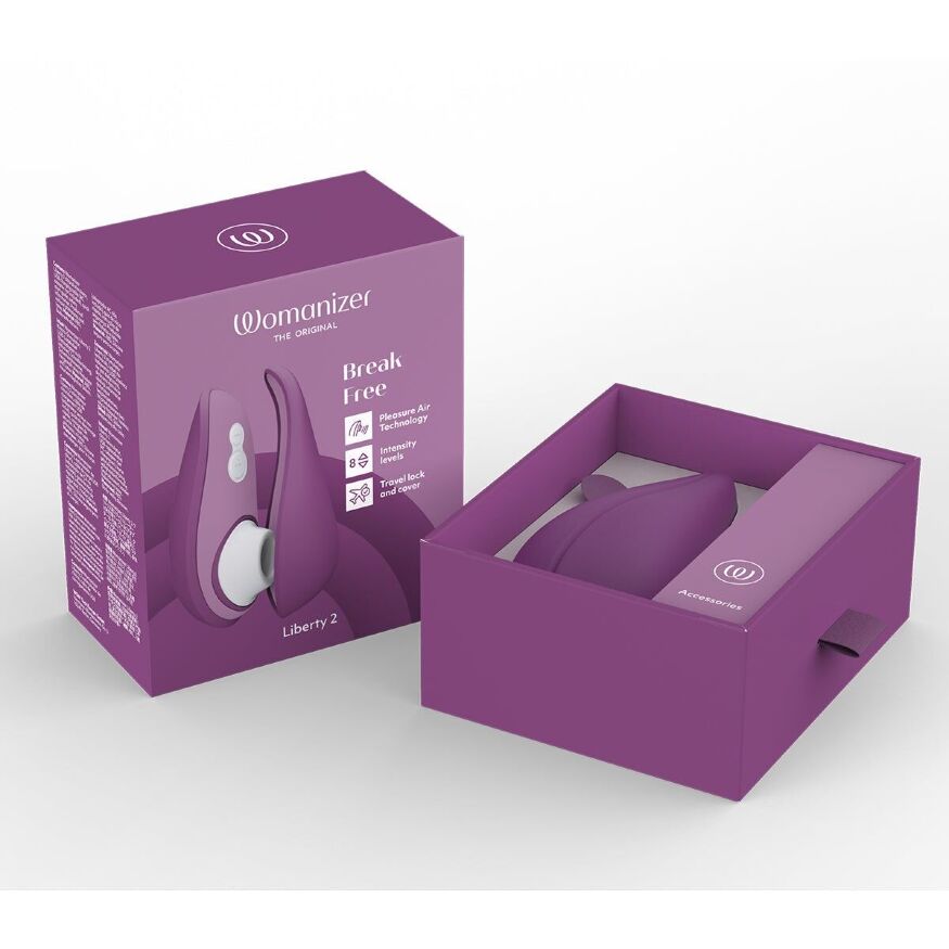 Вакуумный клиторальный стимулятор Womanizer Liberty 2 Purple, 8 режимов, магнитная крышечка