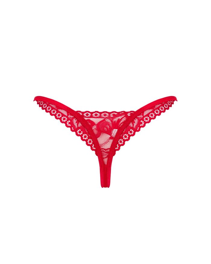 Obsessive Lacelove thong - кружевные эротические стринги, M/L (красный)