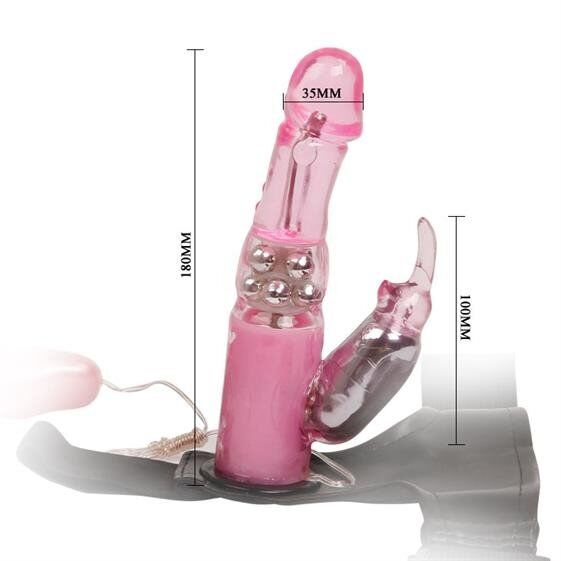 Страпон з компʼютерним віброкроликом - Baile Ultra Harness Vibrating