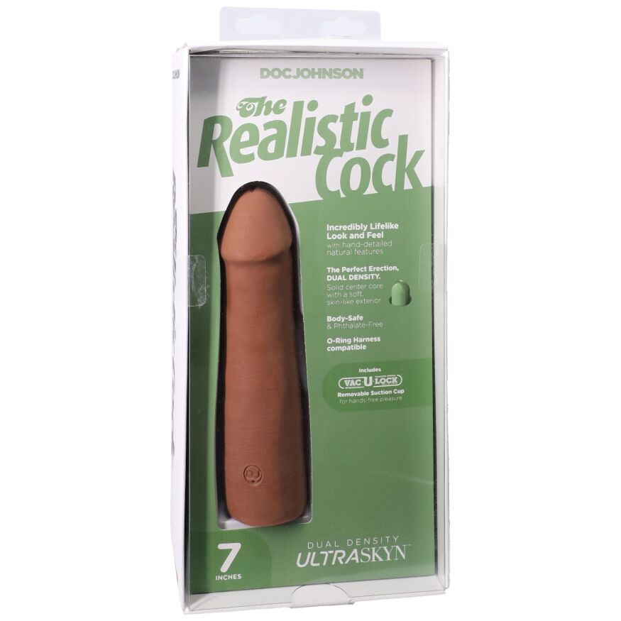 Фаллоимитатор со съемной присоской Doc Johnson The Realistic Cock ULTRASKYN - 7 Inch Caramel