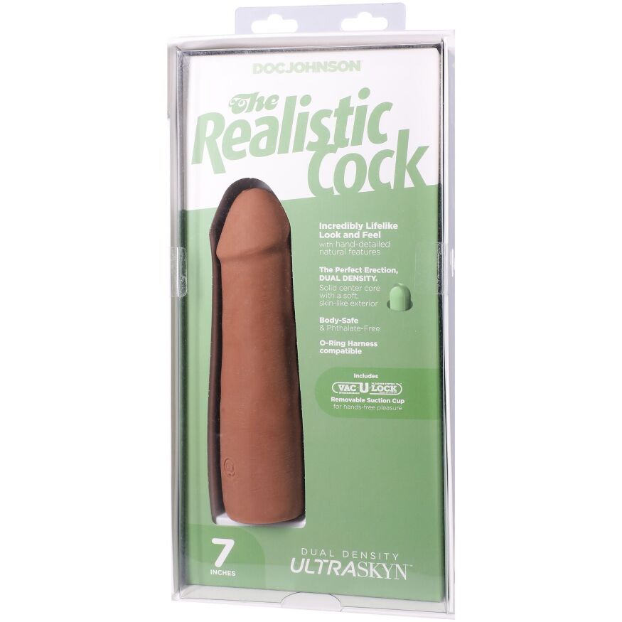 Фаллоимитатор со съемной присоской Doc Johnson The Realistic Cock ULTRASKYN - 7 Inch Caramel