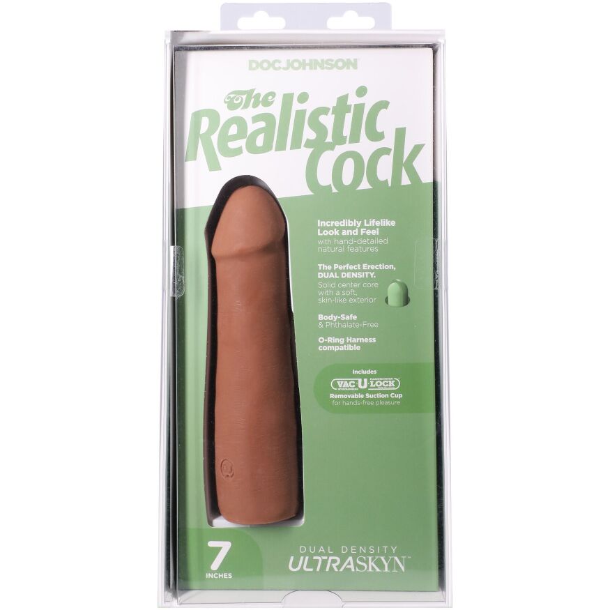 Фаллоимитатор со съемной присоской Doc Johnson The Realistic Cock ULTRASKYN - 7 Inch Caramel