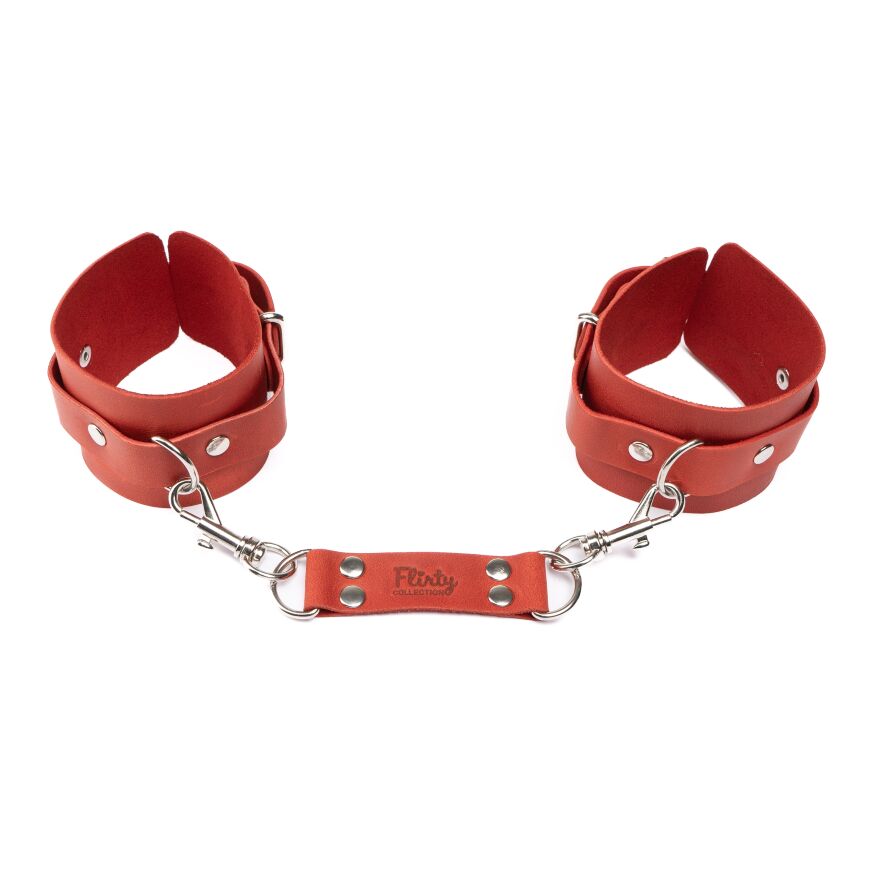 Наручники из натуральной кожи Flirty Leather - Red, KC00019