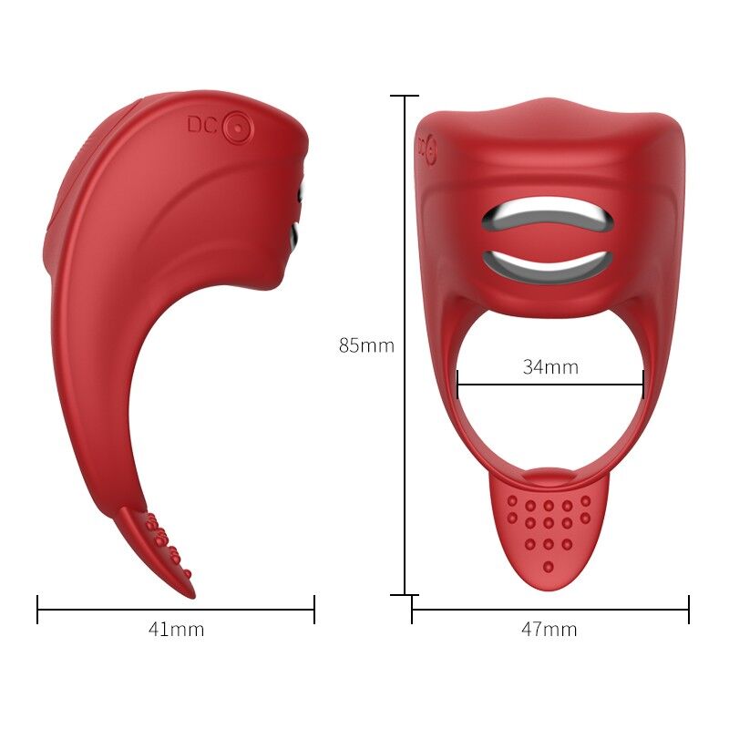 Эрекционное кольцо с электростимуляцией Foxshow – Vibrator – Silicone Ring Red USB