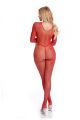 Бодистокинг - Pink Lipstick Lingerie Risque Crotchless Bodystocking Red, S/M