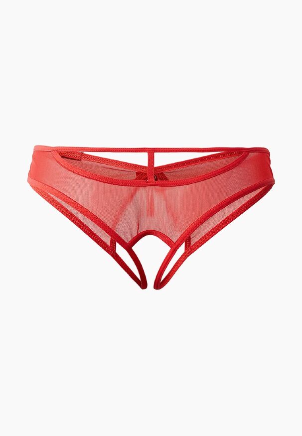 Трусики с разрезом красные с кисточкой LeFrivole, L/XL