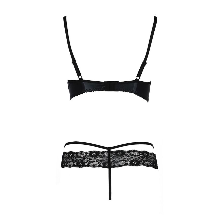 Комплект белья NORTH SET black XXL/XXXL - Passion Exclusive: лиф и трусики с элементами под латекс