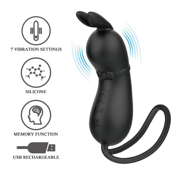 Незвичне віброяйце у вигляді кролика- Pretty Love Rosalie Vibro Stimulator Black