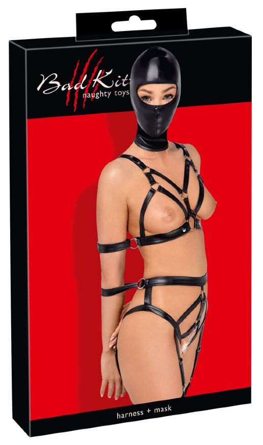 Боді з маскою - 2480492 Bad Kitty Strap+Mask Set, black - XS