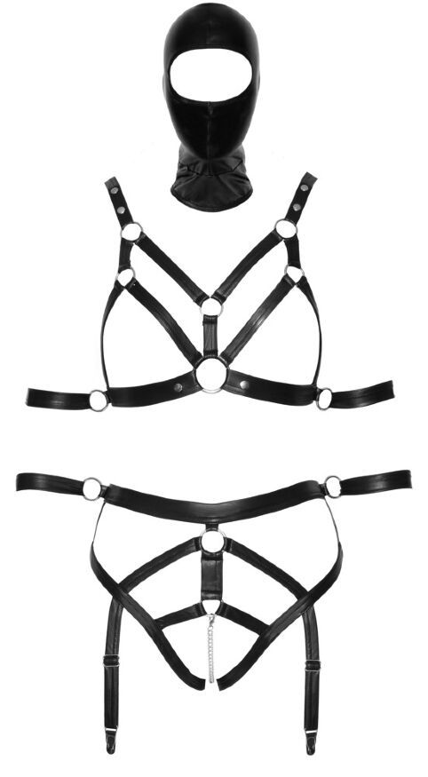 Боді з маскою - 2480492 Bad Kitty Strap+Mask Set, black - XS