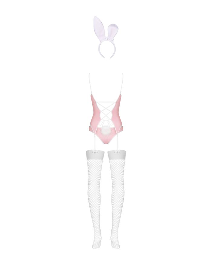 Еротичний костюм зайчика Obsessive Bunny suit 4 pcs costume pink L/XL, рожевий, топ з підв’язками, т