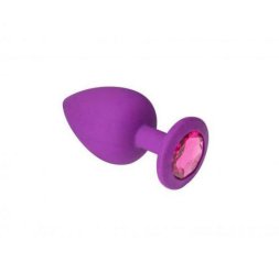 Анальна пробка з рожевим каменем Purple Silicone Pink-Rhodolite , M