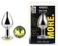 Анальна пробка з кристалом EGZO - Silver Round Plug Lime size S