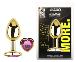 Анальная пробка с кристаллом EGZO - Gold Heart Plug Rose size S