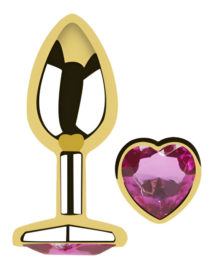 Анальная пробка с кристаллом EGZO - Gold Heart Plug Rose size S
