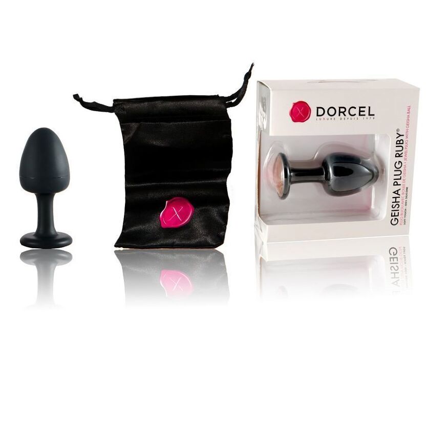 Анальная пробка Dorcel Geisha Plug Ruby L с шариком внутри, создает вибрации, макс. диаметр 4см (мятая упаковка!!!)