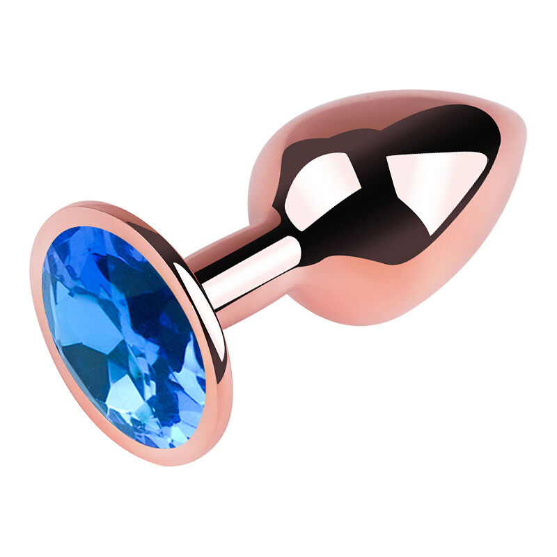 Анальная пробка с кристаллом EGZO - Rose Gold Round Plug Blue size M