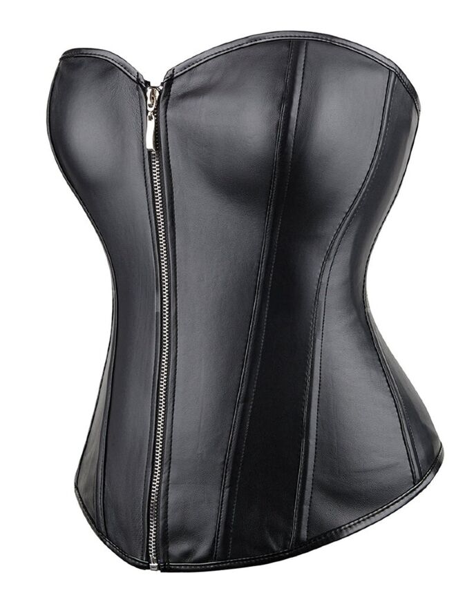 Корсет із застібкою блискавкою Star Night Sexy Leather та шнурівкою, чорний, M  (без коробки)