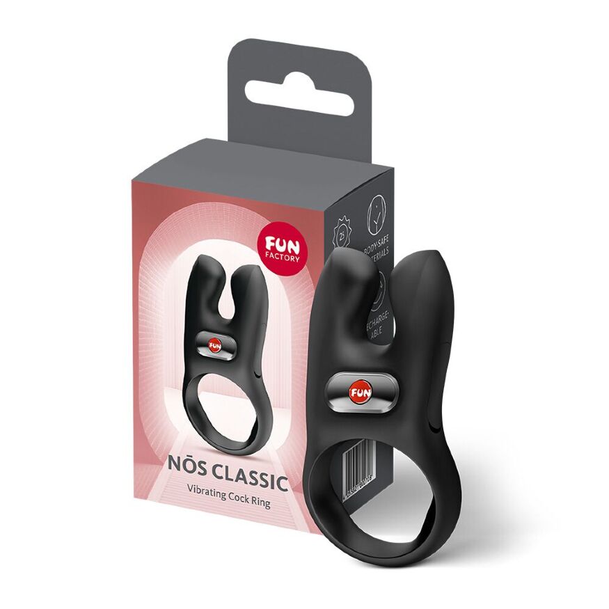 Эрекционное виброкольцо с двойной стимуляцией клитора Fun Factory NŌS CLASSIC Black, 2 мотора